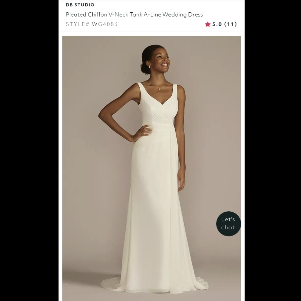 David's Bridal White Chiffon Wedding Dress